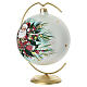 Pallina Babbo Natale fiori pittura oro zecchino vetro soffiato 150 mm con gancio s2