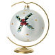 Pallina Babbo Natale fiori pittura oro zecchino vetro soffiato 150 mm con gancio s4
