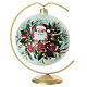 Pallina Babbo Natale fiori pittura oro zecchino vetro soffiato 150 mm con gancio s1