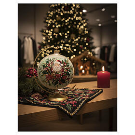 Bola Pai Natal flores pintura ouro vidro soprado 150 mm com gancho