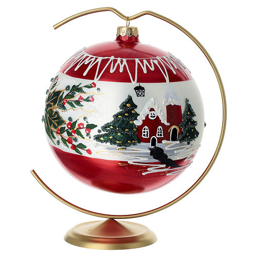 Luxury blown glass Christmas ball with Santa Claus, 6 in, 24 carat gold painting 4