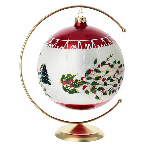 Luxury blown glass Christmas ball with Santa Claus, 6 in, 24 carat gold painting 5