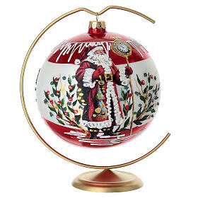 Pallina Babbo Natale vetro soffiato lusso 150 mm pittura oro 24 carati