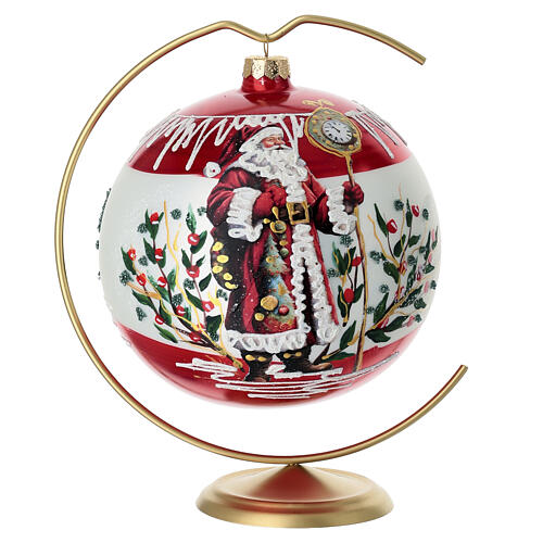 Pallina Babbo Natale vetro soffiato lusso 150 mm pittura oro 24 carati 1