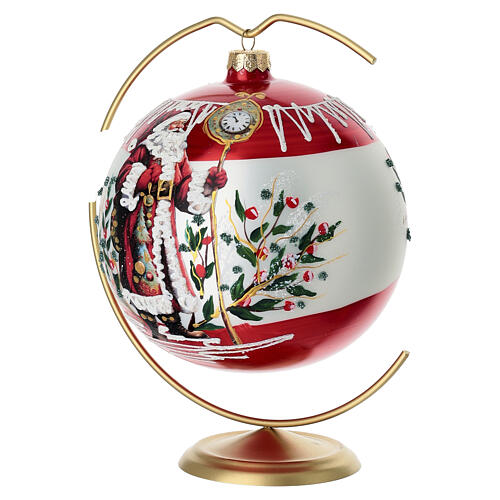 Pallina Babbo Natale vetro soffiato lusso 150 mm pittura oro 24 carati 2