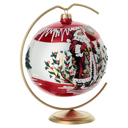 Pallina Babbo Natale vetro soffiato lusso 150 mm pittura oro 24 carati 3
