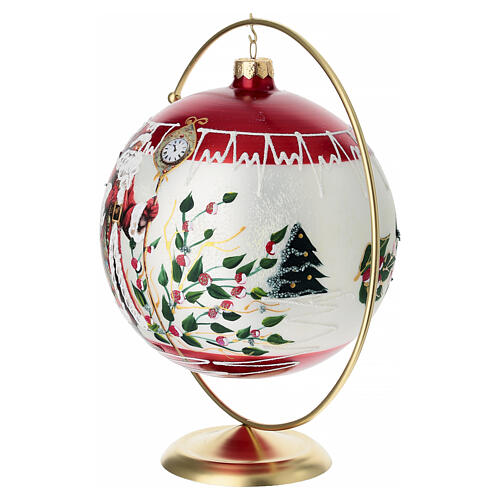 Pallina Babbo Natale vetro soffiato lusso 150 mm pittura oro 24 carati 3