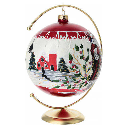 Pallina Babbo Natale vetro soffiato lusso 150 mm pittura oro 24 carati 4