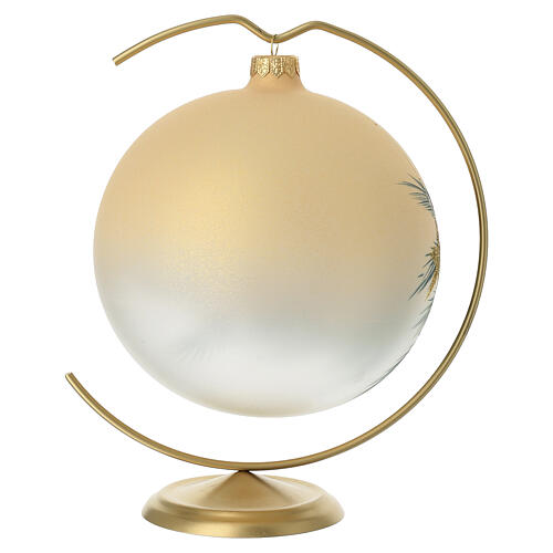 Ensemble boule et crochets de Noël Nativité or massif découpage sur verre soufflé 150 mm 4