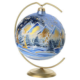 Bola vidrio soplado paisaje montañoso pintura oro 150 mm