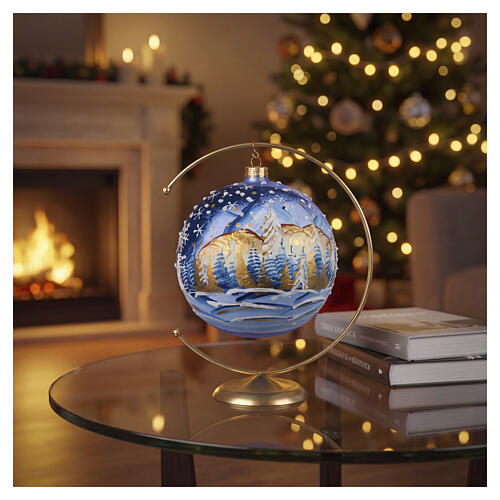 Boule verre soufflé montagne enneigée peinture or massif 150 mm 2