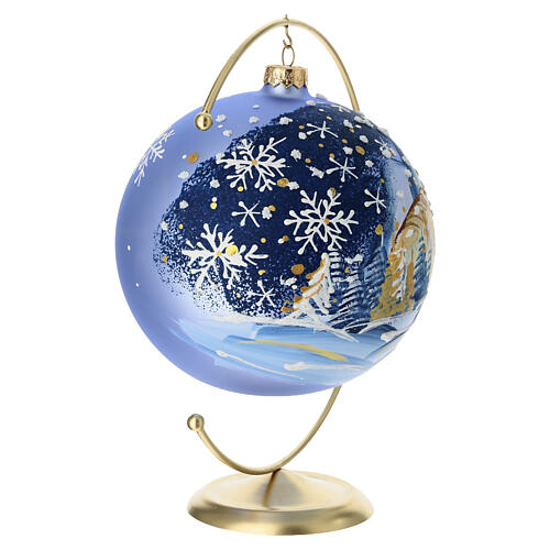 Boule verre soufflé montagne enneigée peinture or massif 150 mm 3