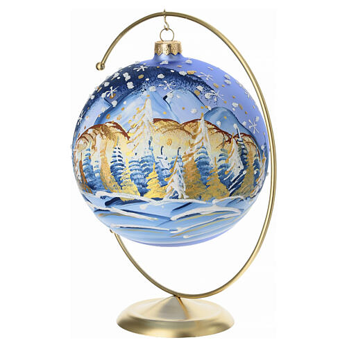 Boule verre soufflé montagne enneigée peinture or massif 150 mm 4