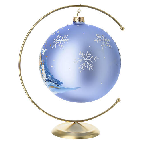 Boule verre soufflé montagne enneigée peinture or massif 150 mm 5