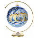 Pallina vetro soffiato paesaggio montano pittura oro zecchino 150 mm s1