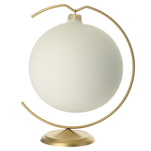 Pallina paesaggio casa natalizia pittura oro zecchino 150 mm vetro soffiato 4