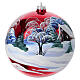 Weihnachtskugel aus mundgeblasenem Glas, glänzend rote Grundfarbe mit handgemalter Winterlandschaft und Weihnachtsmann – Ø 20 cm s3
