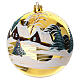 Hand-painted blown glass Christmas ball with gold winter landscape, 200 mm s2