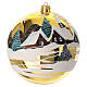 Hand-painted blown glass Christmas ball with gold winter landscape, 200 mm s3