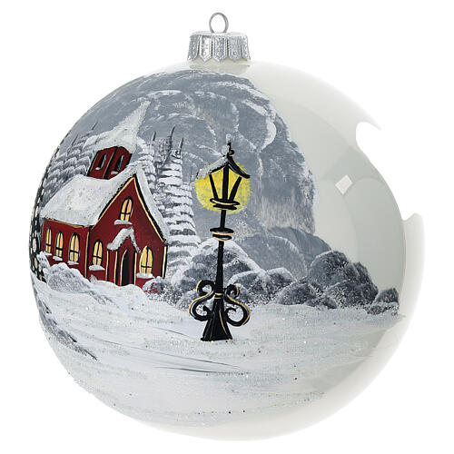 Pearl white church painted ball diameter 200 mm blown glass 2