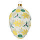 Egg ornament with white and yellow little flowers blown glass, 80 mm s2
