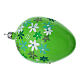 Boule ovale verte avec fleurs en verre soufflé 80 mm s3