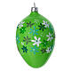 Pallina ovale verde con fiorellini vetro soffiato 80 mm s2