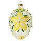 Pallina ovale fiori gialli e perline oro vetro soffiato 80 mm s3