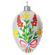 Pallina ovale fiocco e fiori colorati vetro soffiato 60 mm s1