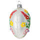 Pallina ovale fiocco e fiori colorati vetro soffiato 60 mm s2