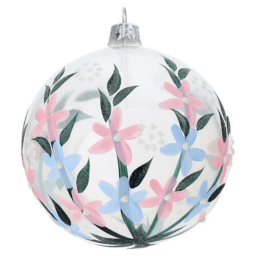 Pallina lanterna porta tealight motivi floreali vetro soffiato 90 mm 4