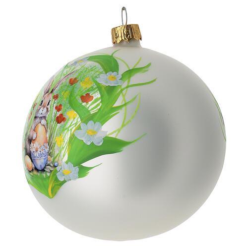 Spherical glass bauble with the Easter Bunny, blown glass, 4 in 2