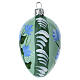 Bola ovalada verde pastel flores azules vidrio soplado 60 mm s2