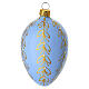 Bolita ovalada azul motivos oro vidrio soplado 60 mm s1