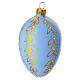 Bolita ovalada azul motivos oro vidrio soplado 60 mm s2