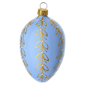 Bola oval azul com detalhes em ouro vidro soprado 60 mm