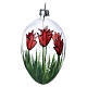 Small ornament with red flowers on clear blown glass egg, 100x60 mm s1