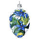 Oval transparent egg with blue flower blown glass, 60 mm s1