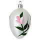White egg ornament with pink flowers blown glass, 60 mm s2