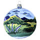 Pallina sferica blu paesaggio di montagna vetro soffiato 100 mm s3