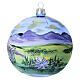 Blue Christmas ball mountain landscape blown glass 90 mm s1
