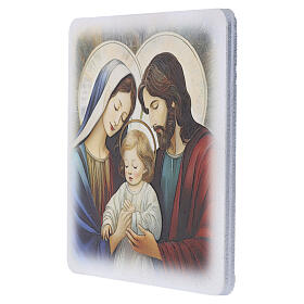 Quadretto legno Sacra Famiglia neomoderna 20x20 cm con scatola