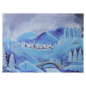 Sfondo presepe luminoso 65x90 cm paesaggio innevato