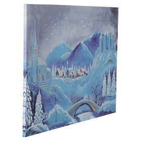 Pintura iluminada para presépio 65x90 cm paisagem nevada