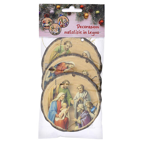 Decoraciones Set 3 piezas para árbol de MDF Sagrada Familia 9 cm 6