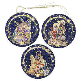 3-piece Christmas decorations, set in MDF, Holy Family, 3.5 in