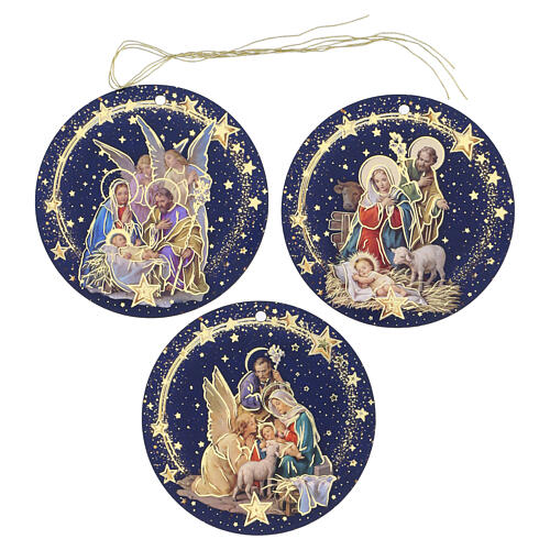 Decorações de Natal conjunto 3 peças em MDF Sagrada Família 9 cm 1