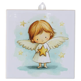 Azulejo anjo com estrela 10x10 cm