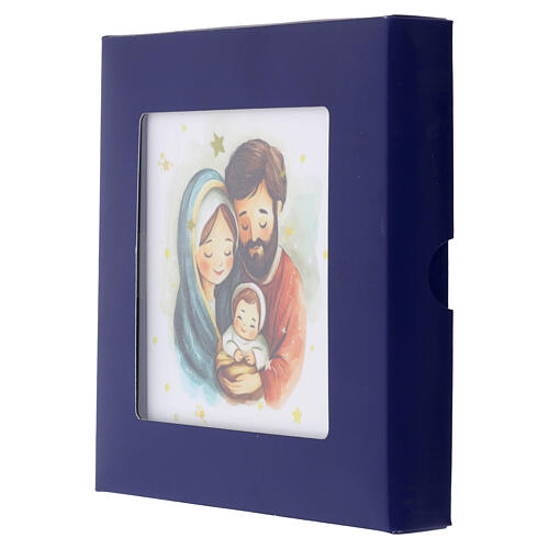 Keramikfliese mit Heiliger Familie im Aquarellstil – 10×10 cm, mit Geschenkbox 3