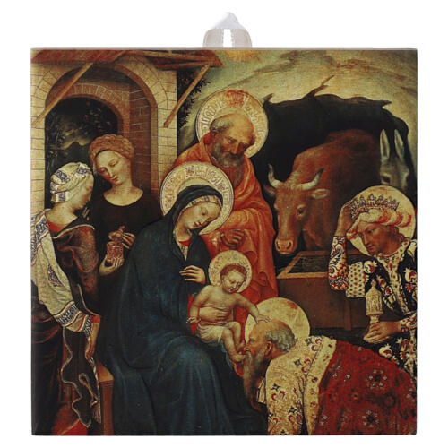 Piastrella ceramica con scatola adorazione dei Magi 10x10 cm 1
